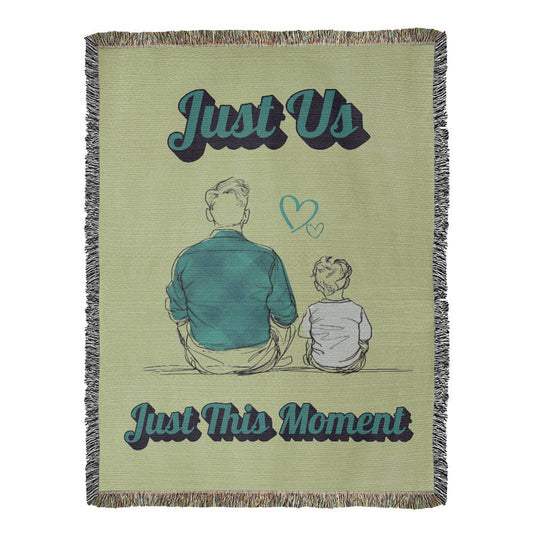 Woven Cotton Blanket – Dad and Son Gift with Colorful Fringe Throw
