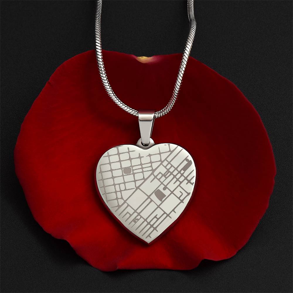 Engraved Map Heart Necklace