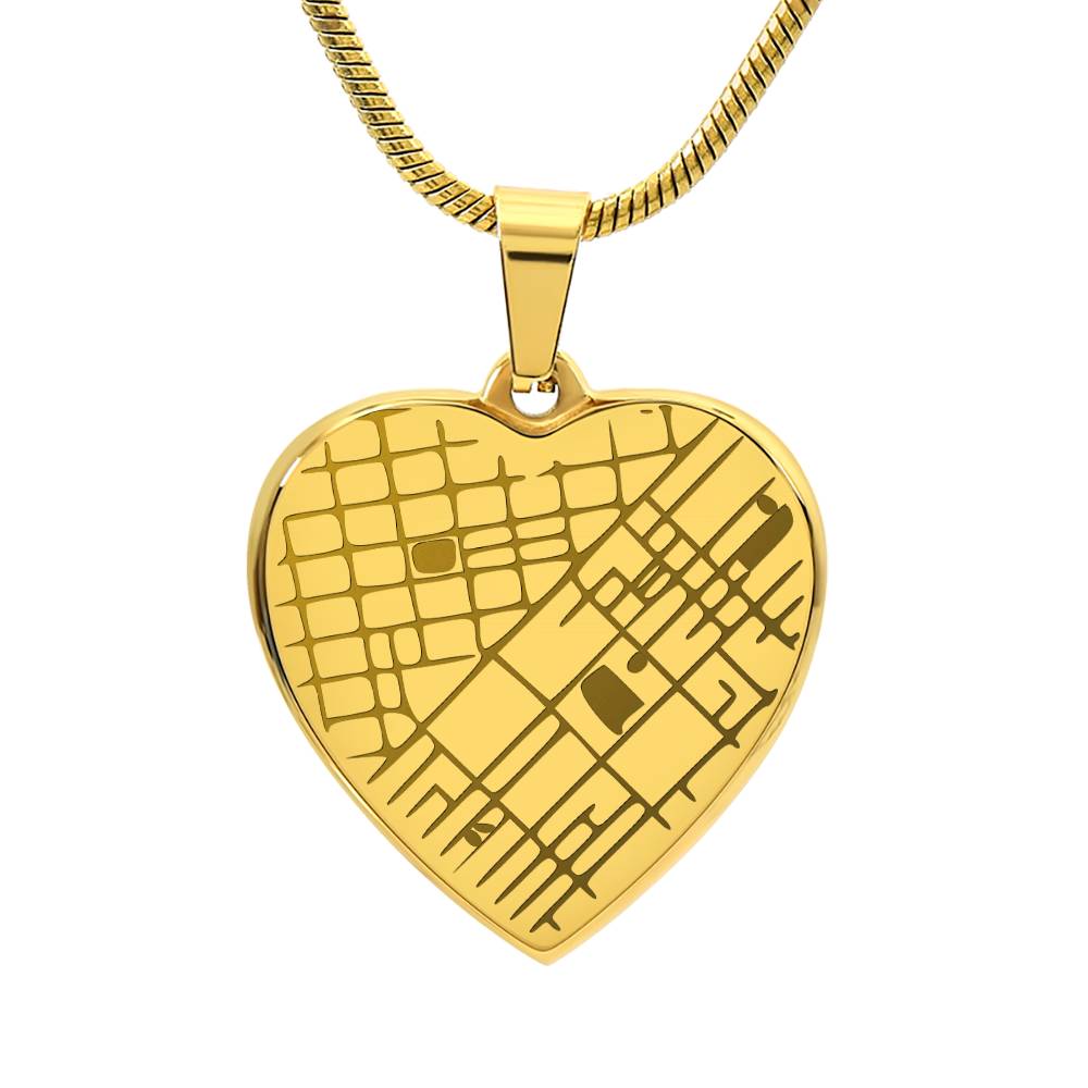 Engraved Map Heart Necklace